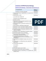 Summary of Experiments of STPM Practical Biology