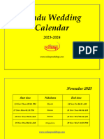 Hindu Wedding Calender 2023-2024 