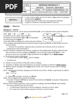 Devoir Corrigé de Contrôle N°1 - Sciences Physiques - Bac Sciences Exp (2015-2016) MR TRAYIA NABIL