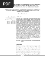 Application of Problem Based Learning Model To Improve Students 'Ability To Understand The Content Qur'Anic Verses and Hadiths