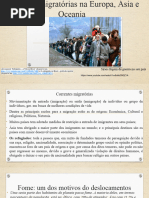 Correntes Migratórias Na Europa, Ásia e Oceania