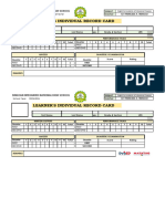 Learners Individual Record Card Front