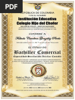 Diploma 11 Grado Colegio Ie. Hijo Del Chofer - Fabiola Carolina Gonzalez Pirela 2011