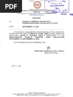 Advisory Re Simultaneous Covid-19 Booster Dose Inoculation Nationwide On September 30, 2022