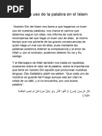 El Buen Uso de La Palabra en El Islam