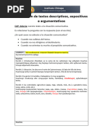 Actividades para La Producción de Textos Expositivos Descriptivos o Argumentativos