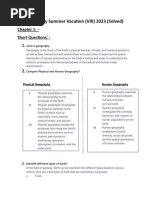 Geography Summer Vacation (VIII) 2023 (Solved)