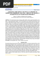 Assessing The Effect of Polya's Theory in Improving Problem - Solving Ability of Grade 11 Students in San Marcelino District