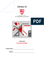 Calculus 12 - Limits Unit - Homework Package