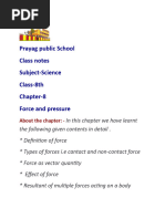 Science Notes (Chapter - 8, Force and Pressure)