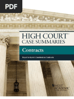 High Court Case Summaries On Contracts, Keyed To Ayres, 8th (8th Edition) - Publisher's Editorial Staff