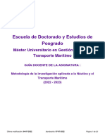 Guia Docente 835951101 - Metodologia de La Investigacion Aplicada A La Nautica y El Transporte Maritimo - Curso (2223)