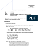 Informe de Prueba de Recuperación de Au, PT y PD