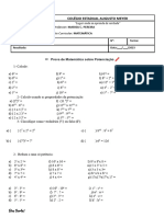 Prova Potenciação