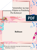 Paraan NG Pamumuhay NG Mga Sinaunang Pilipino Sa Panahong Pre-Kolonyal