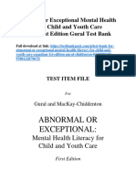 Abnormal or Exceptional Mental Health Literacy For Child and Youth Care Canadian 1st Edition Gural Test Bank