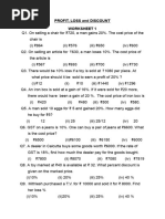 CLASS VIII - Profit, Loss and Discount - Assignment