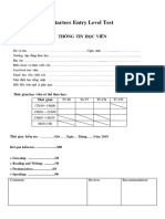 0 Starter Entry Level Test With Answer Sheet and Answer Key