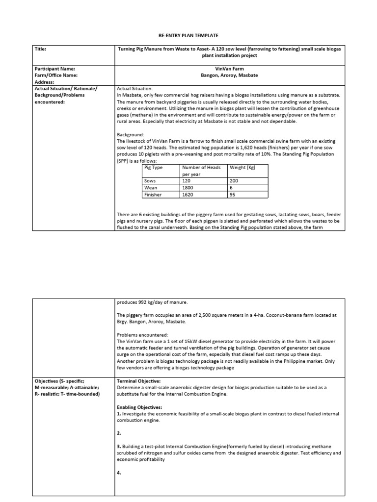 Re-Entry Plan Template 2021 | Download Free PDF | Anaerobic Digestion ...