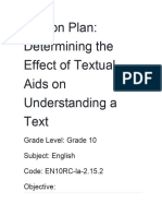 Lesson Plan - Determining The Effect of Textual Aids On Understanding A Text