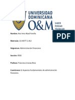 CUESTIONARIO I Aspectos Fundamentales de Administración Financiera. J Ana Irma 22-MCTT-1-012 Seccion 0502