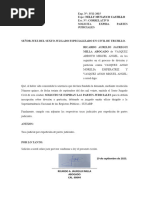 Escrito Solicitando Expidan Partes Judiciales Miguel Vasquez