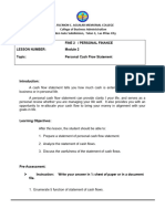 MODULE 2 - Personal Cash Flow Statement