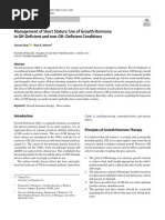 Manejo de La Baja Estatura Uso de La Hormona Del Crecimiento en Condiciones Con y Sin Deficiencia de GH