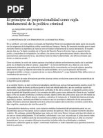 El Principio de Proporcionalidad Como Regla Fundamental de La Política Criminal