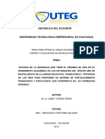 República Del Ecuador: Tesis para Optar Al Grado de Magíster en Diseño Y Evaluación de Modelos Educativos