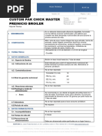 Hoja Técnica - Custom Pak Chick Master Preinicio Broiler 2021