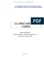 Rapport Relatif À La Précarité en Corse - Novembre 2009