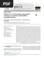 Influence of 17-4 PH Stainless Steel Powder Recycling On Properties of SLM Additive Manufactured Parts