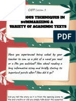 Lesson 3 - USE VARIOUS TECHNIQUES IN SUMMARIZING A VARIETY OF ACADEMIC TEXTS