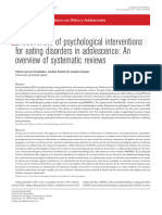 Effectiveness of Psychological Interventions For Eating Disorders in Adolescence: An Overview of Systematic Reviews