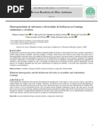 Heterogeneidade de Substratos e Diversidade de Herbáceas Na Caatinga Sedimentar e Cristalina