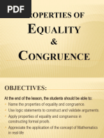 Properties of Equality and Congruence