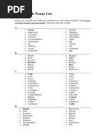 Uncountable Nouns List  