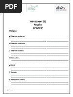 Work Sheet - Physics - Grade 9