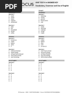 Focus3 2E Unit Test Vocabulary Grammar UoE Unit4 GroupA B ANSWERS