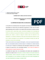 Semana 05 Tarea de Manejo de Fuentes Parafrasis La Viabilidad Del Ingreso Libre A La Educación Superior