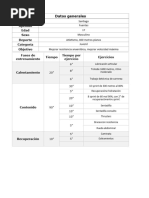 Cuadro de Entrenamiento Deportivo Ejemplo