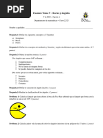 Examen Rectas y Ángulos - 1 Eso