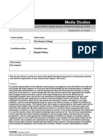 My Media Studies A-Level Coursework Statement of Intent Form Abi 1