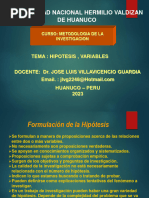 Hipotesis, Variables de Investigacion