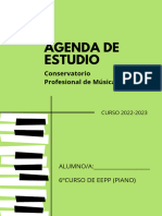 Agenda de Estudio Piano. Modelo para Conservatorios A4 2022-2023