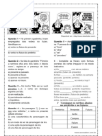 Atividade de Portugues Tempos Verbais No Genero Tira 6º Ano Word