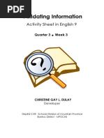 English 9 LAS Q3 W3 Validating - Information Christine Gay L. Dulay