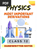 Handwritten Physics All Important Derivations PDF