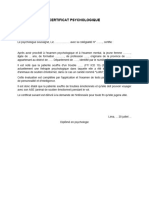 CERTIFICAT PSYCHOLOGIQUE Voyage en Avion Avec Animal de Soutien Émotionnel